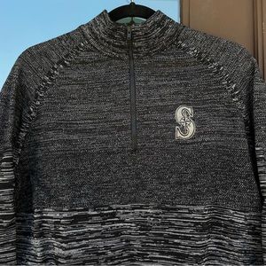 Seattle Mariners Black/Grey 1/4-Zip Pullover Sweater M
